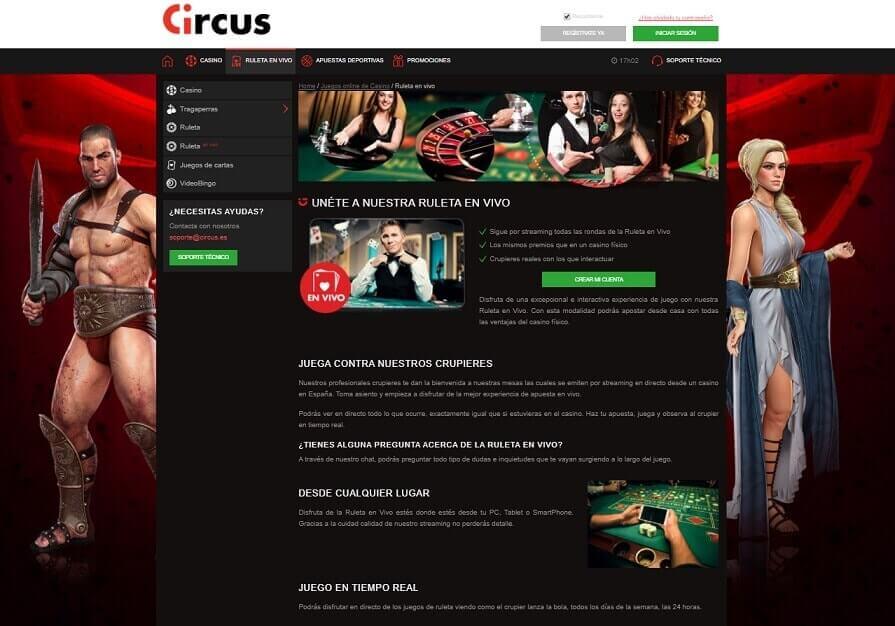 Circus ruleta en vivo