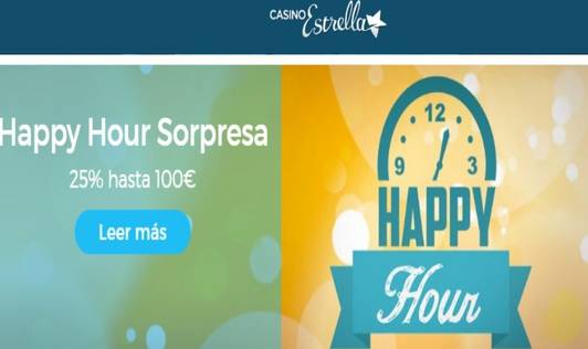 Happy Hour por depósitos en Casino Estrella de hasta 25% por 100 euros