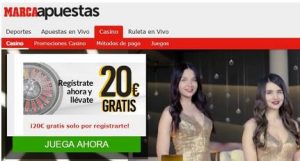 Bono por registro de hasta 20 euros Marca Apuestas